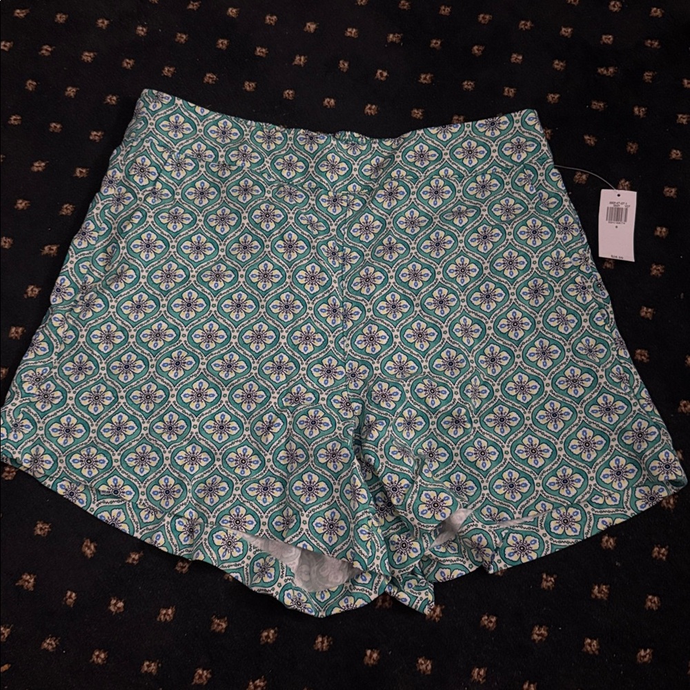 Green and White Patterned Shorts